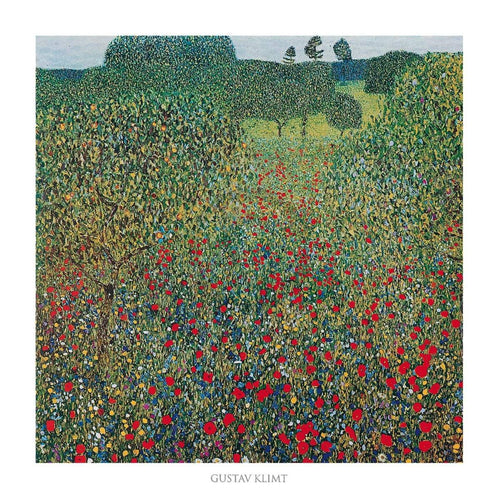 Gustav Klimt Campo di papaveri Art Print 70x70cm | Yourdecoration.co.uk