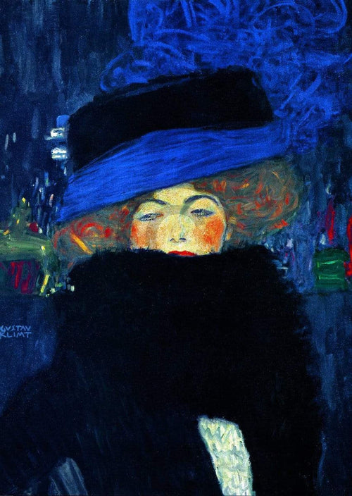 Gustav Klimt Lady with Hat Art Print 50x70cm | Yourdecoration.co.uk