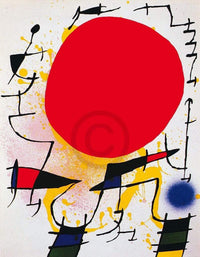 Joan Miro Le soleil rouge Art Print 60x80cm | Yourdecoration.co.uk