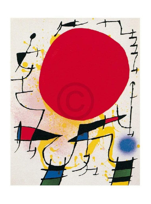 Joan Miro Le soleil rouge Art Print 40x50cm | Yourdecoration.co.uk