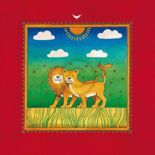 Linda Edwards Two little lions Art Print 40x40cm | Yourdecoration.co.uk