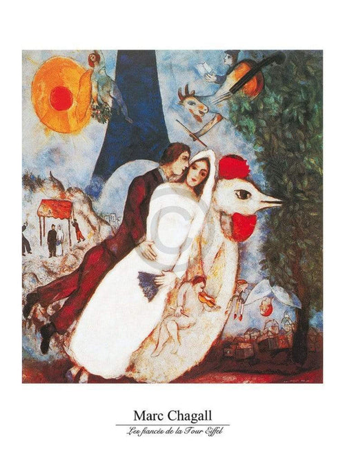 Marc Chagall Les fiances Art Print 60x80cm | Yourdecoration.co.uk