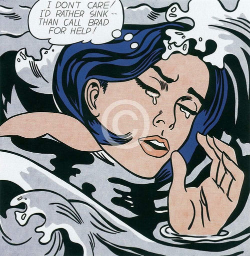 Roy Lichtenstein Drowning Girl small Art Print 28x35.5cm | Yourdecoration.co.uk