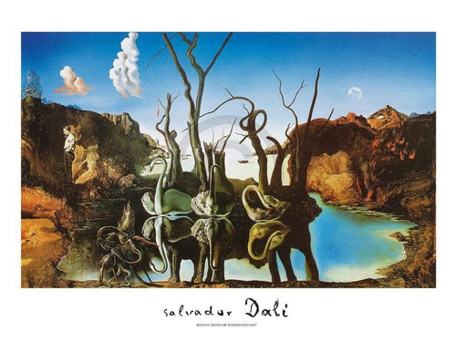 Salvador Dali Reflections of Elephants Art Print 80x60cm | Yourdecoration.co.uk