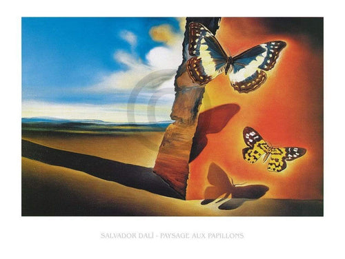 Salvador Dali Paysage aux Papillons Art Print 80x60cm | Yourdecoration.co.uk