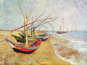 Vincent Van Gogh Barche sulla spiaggia Art Print 80x60cm | Yourdecoration.co.uk