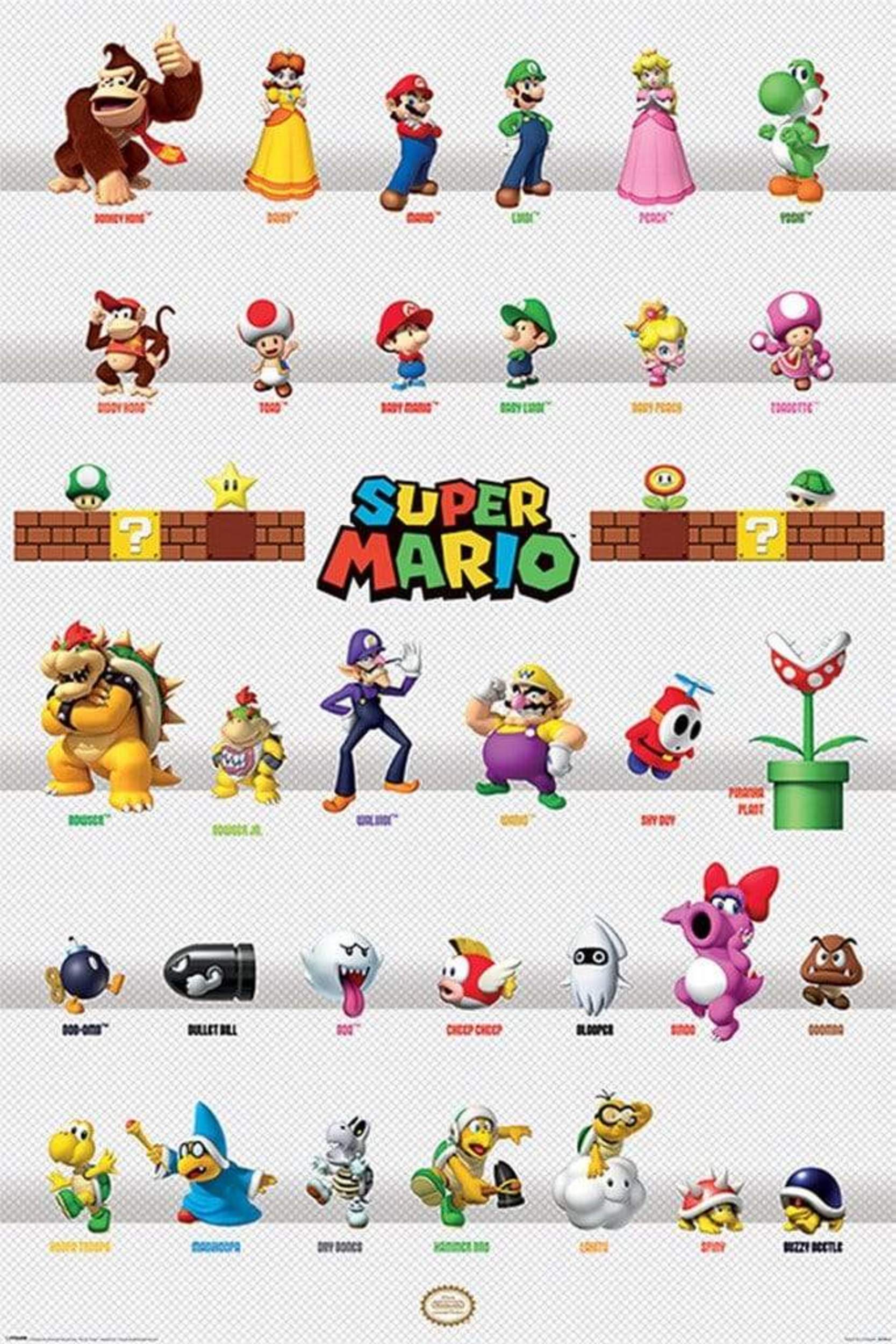 Poster Super Mario Character Parade 61x91,5cm | Yourdecoration.co.uk