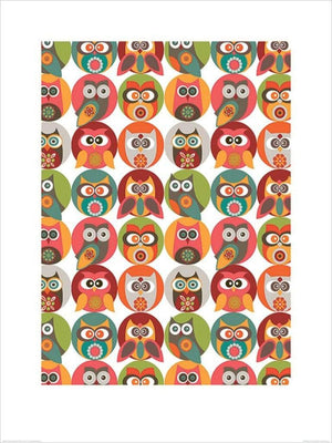 Pyramid Valentina Ramos Owls Family Art Print 60x80cm | Yourdecoration.co.uk