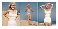 Pyramid Marilyn Monroe Beach Triptych Art Print 50x100cm | Yourdecoration.co.uk