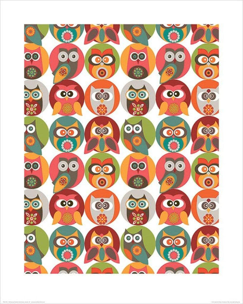 Pyramid Valentina Ramos Owls Family Art Print 40x50cm | Yourdecoration.co.uk
