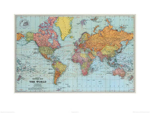 Pyramid Stanfords General Map of the World 1920 Art Print 60x80cm | Yourdecoration.co.uk