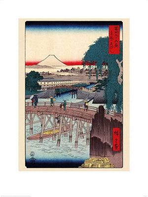 Pyramid Hiroshige Ichkoku Bridge in the Eastern Capital Art Print 60x80cm | Yourdecoration.co.uk