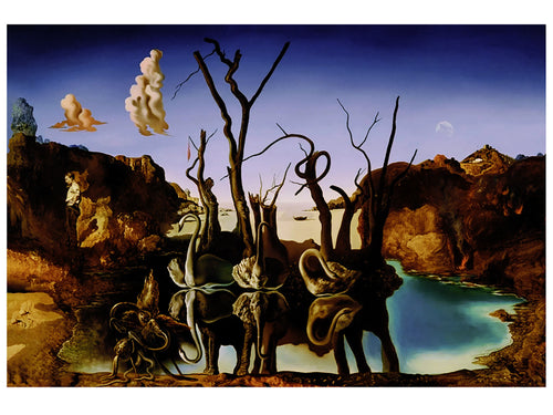 Salvador Dali Reflections of Elephants Art Print 80x60cm | Yourdecoration.co.uk