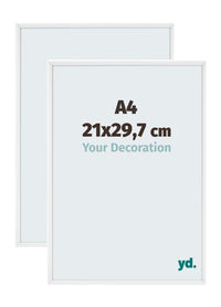 Aurora Aluminium Photo Frame 21x29-7cm A4 Set Van 2 White High Gloss Front Size | Yourdecoration.co.uk