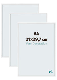 Aurora Aluminium Photo Frame 21x29-7cm A4 Set Van 3 White High Gloss Front Size | Yourdecoration.co.uk