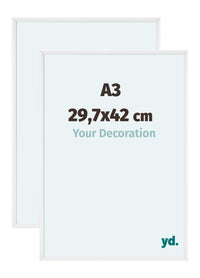 Aurora Aluminium Photo Frame 29-7x42cm A3 Set Van 2 White High Gloss Front Size | Yourdecoration.co.uk