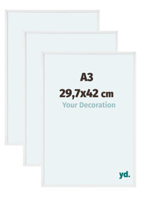 Aurora Aluminium Photo Frame 29-7x42cm A3 Set Van 3 White High Gloss Front Size | Yourdecoration.co.uk
