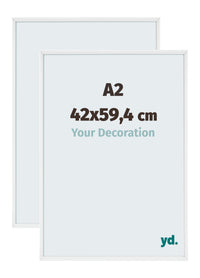 Aurora Aluminium Photo Frame 42x59-4cm A2 Set Van 2 White High Gloss Front Size | Yourdecoration.co.uk