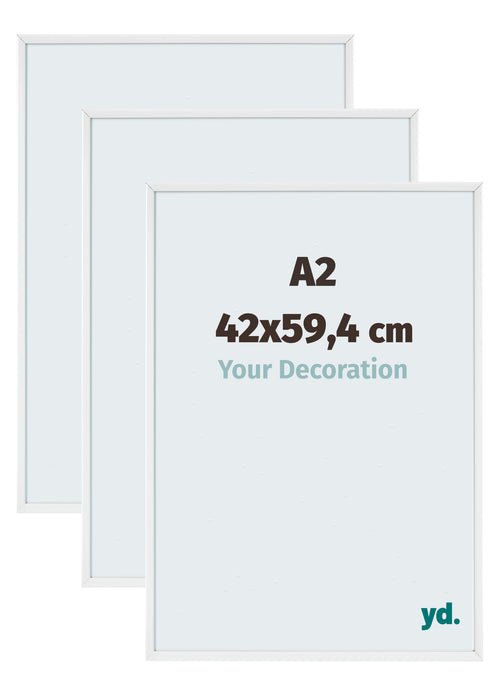 Aurora Aluminium Photo Frame 42x59-4cm A2 Set Van 3 White High Gloss Front Size | Yourdecoration.co.uk