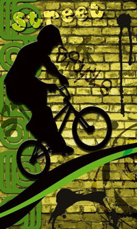 Dimex Bicycle Green Wall Mural 150x250cm 2 Panels | Yourdecoration.co.uk