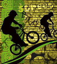 Dimex Bicycle Green Wall Mural 225x250cm 3 Panels | Yourdecoration.co.uk