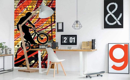 Dimex Bicycle Red Wall Mural 150x250cm 2 Panels Ambiance | Yourdecoration.co.uk