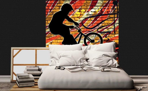 Dimex Bicycle Red Wall Mural 225x250cm 3 Panels Ambiance | Yourdecoration.co.uk