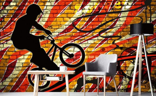 Dimex Bicycle Red Wall Mural 375x250cm 5 Panels Ambiance | Yourdecoration.co.uk