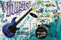 Dimex Blue Guitar Wall Mural 375x250cm 5 Panels | Yourdecoration.co.uk