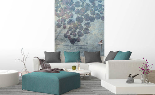 Dimex Blue Leaves Abstract Wall Mural 150x250cm 2 Panels Ambiance | Yourdecoration.co.uk