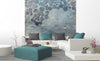 Dimex Blue Leaves Abstract Wall Mural 225x250cm 3 Panels Ambiance | Yourdecoration.co.uk