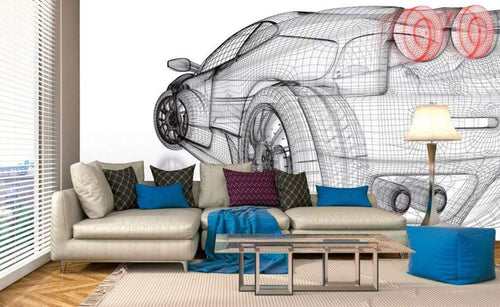 Dimex Car Model Light Wall Mural 375x250cm 5 Panels Ambiance | Yourdecoration.co.uk