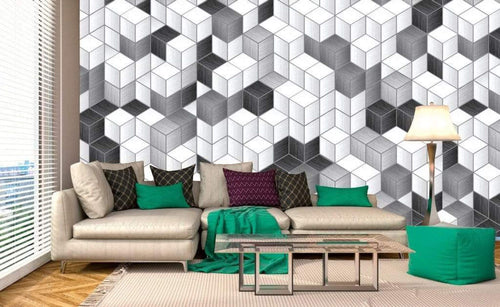 Dimex Cube Blocks Wall Mural 375x250cm 5 Panels Ambiance | Yourdecoration.co.uk