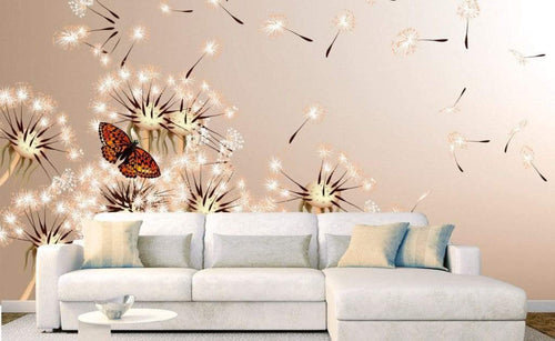 Dimex Dandelions and Butterfly Wall Mural 375x250cm 5 Panels Ambiance | Yourdecoration.co.uk