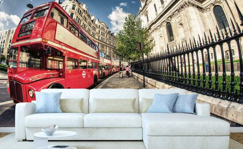 Dimex Double Decker Bus Wall Mural 375x250cm 5 Panels Ambiance | Yourdecoration.co.uk