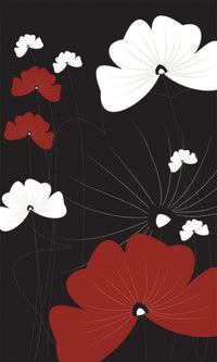 Dimex Flowers on Black Wall Mural 150x250cm 2 Panels | Yourdecoration.co.uk