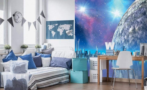 Dimex Futuristic City Wall Mural 225x250cm 3 Panels Ambiance | Yourdecoration.co.uk