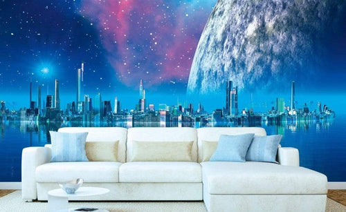 Dimex Futuristic City Wall Mural 375x250cm 5 Panels Ambiance | Yourdecoration.co.uk