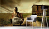 Dimex Girl on Armchair Wall Mural 375x250cm 5 Panels Ambiance | Yourdecoration.co.uk