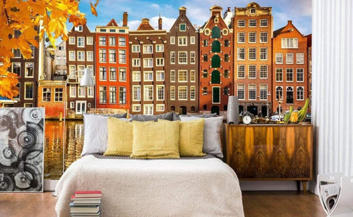 Dimex Houses in Amsterdam Wall Mural 375x250cm 5 Panels Ambiance | Yourdecoration.co.uk