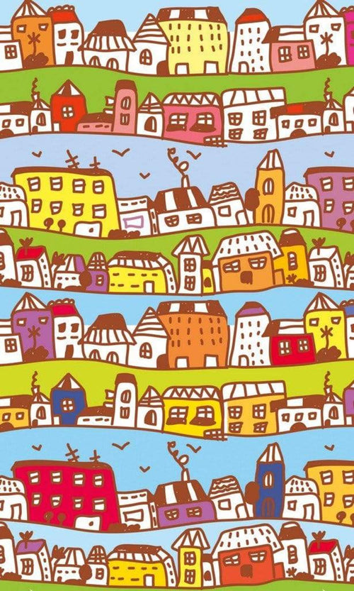 Dimex Houses in Town Wall Mural 150x250cm 2 Panels | Yourdecoration.co.uk