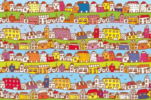 Dimex Houses in Town Wall Mural 375x250cm 5 Panels | Yourdecoration.co.uk