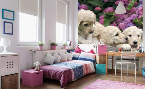 Dimex Labrador Puppies Wall Mural 225x250cm 3 Panels Ambiance | Yourdecoration.co.uk