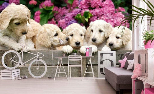 Dimex Labrador Puppies Wall Mural 375x250cm 5 Panels Ambiance | Yourdecoration.co.uk