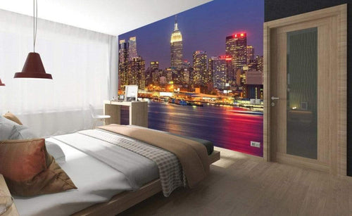 Dimex Manhattan at Night Wall Mural 225x250cm 3 Panels Ambiance | Yourdecoration.co.uk