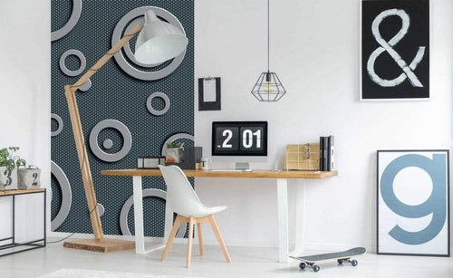 Dimex Metal Circles Wall Mural 150x250cm 2 Panels Ambiance | Yourdecoration.co.uk
