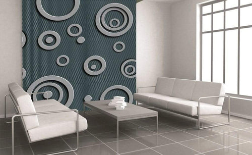 Dimex Metal Circles Wall Mural 225x250cm 3 Panels Ambiance | Yourdecoration.co.uk