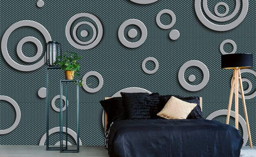 Dimex Metal Circles Wall Mural 375x250cm 5 Panels Ambiance | Yourdecoration.co.uk