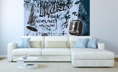 Dimex Music Blue Wall Mural 225x250cm 3 Panels Ambiance | Yourdecoration.co.uk