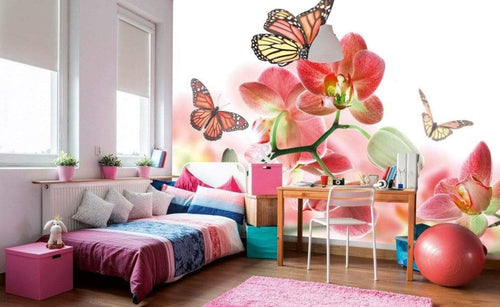 Dimex Orchids and Butterfly Wall Mural 375x250cm 5 Panels Ambiance | Yourdecoration.co.uk